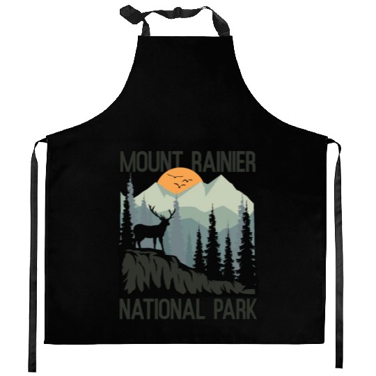 Mount Rainier National Park Mountains Deer Kitchen Aprons