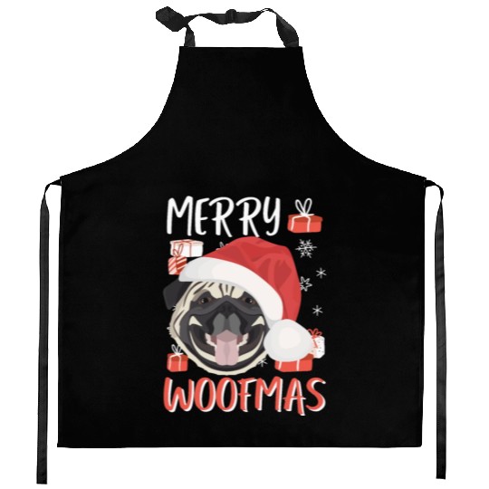 Pug Merry Christmas Kitchen Aprons