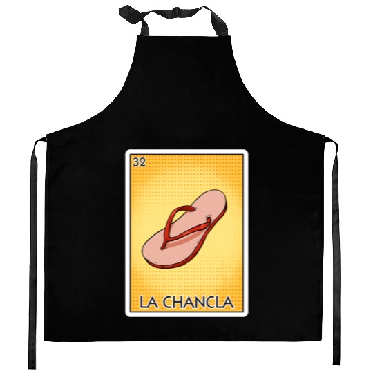 La Chancla Flip Flop Card Mexican Lottery Card Kitchen Aprons