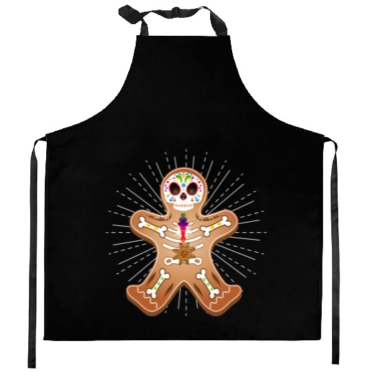Gingerbread man Sugar Skull decor for Christmas Kitchen Aprons