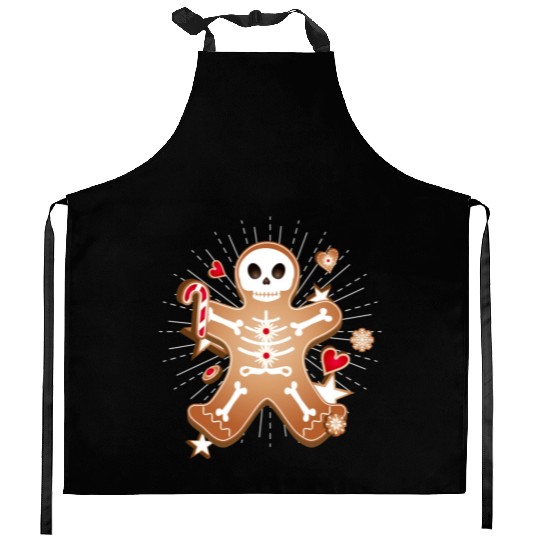 Gingerbread man Sugar Skull decor for Christmas Kitchen Aprons