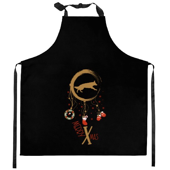dog dreamcatcher Christmas German Shepherd Kitchen Aprons