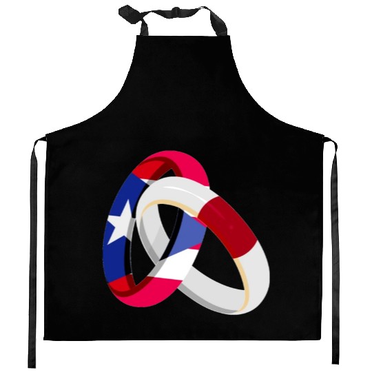 Puerto Rico Flag Japan Grown Ring Marriage Wedding Kitchen Aprons