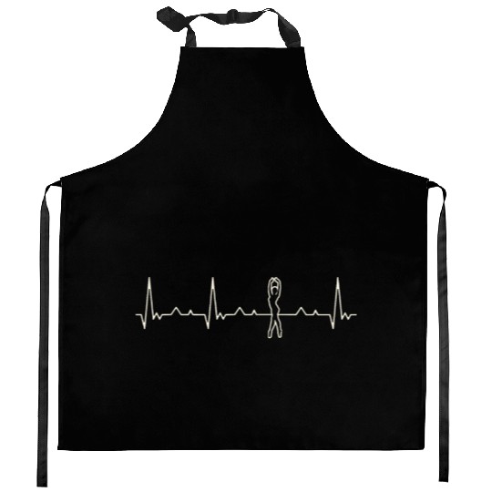 Ballet Girl Dancing. Heart. Love. EKG. Pulse. Kitchen Aprons