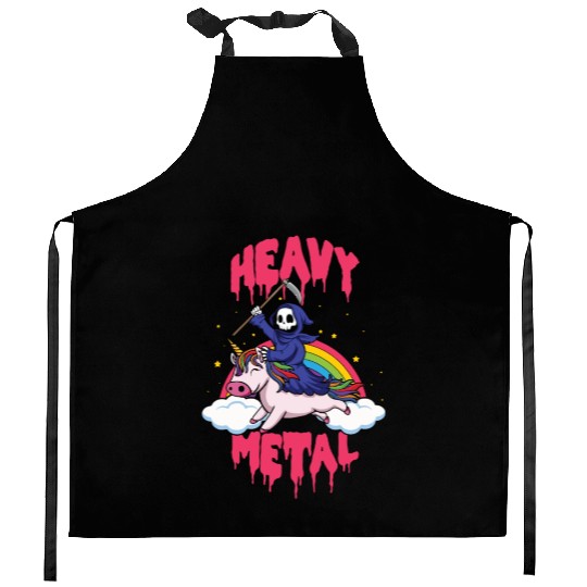 Grim Unicorn Rainbow Metal Music Heavy Rock Kitchen Aprons