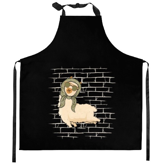 Llama Sunglasses Scarf Kitchen Aprons