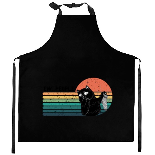 Ew, people - Disgusted Black Cat with Smelly Sock Kitchen Aprons