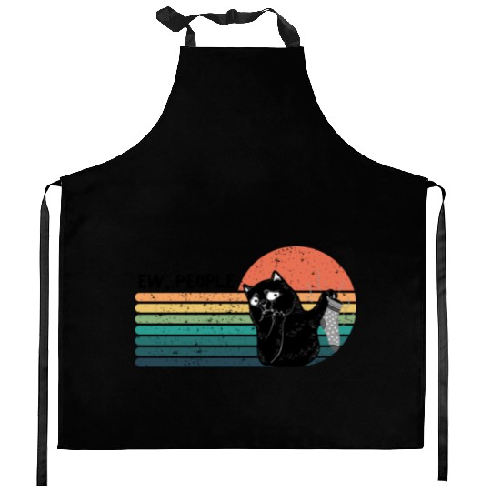 Ew, people - Disgusted Black Cat with Smelly Sock Kitchen Aprons