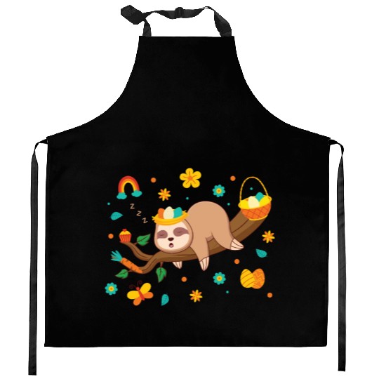 Sleepy Sloth Easter Decorations Holiday Season Kitchen Aprons