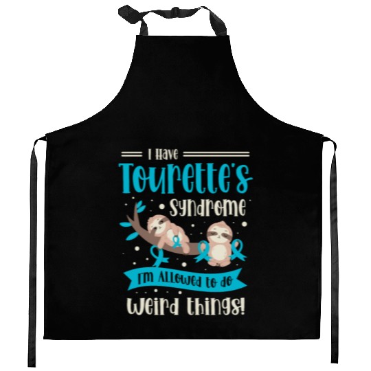 I Have Tourette's Syndrome Teal Ribbon Disability Kitchen Aprons