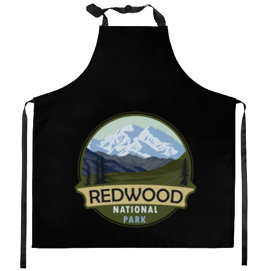 Cool Vintage Retro Redwood National Park Mountain Kitchen Aprons