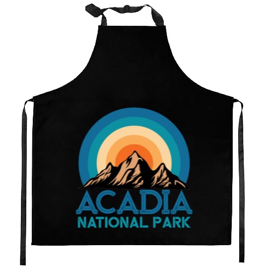 Cool Vintage Retro Acadia National Park Mountain Kitchen Aprons