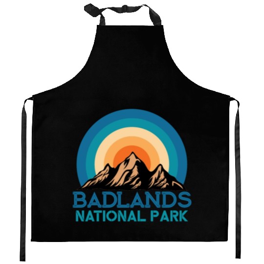 Cool Vintage Retro Badlands National Park Mountain Kitchen Aprons
