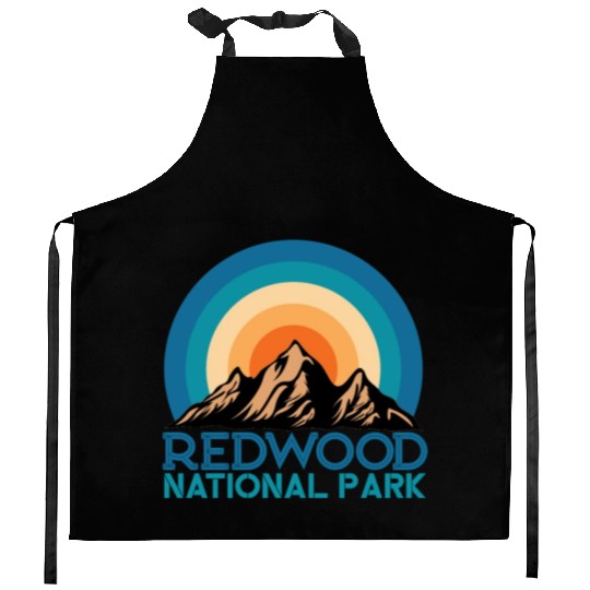 Cool Vintage Retro Redwood National Park Mountain Kitchen Aprons