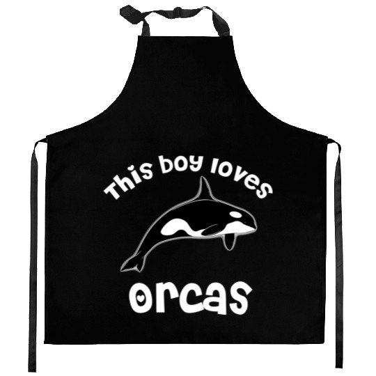 This Boy Loves Orcas Lover Funny Killer Whale Kitchen Aprons