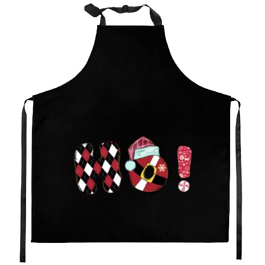 Xmas Christmas Ho Santa Claus Buffalo Plaid Kitchen Aprons