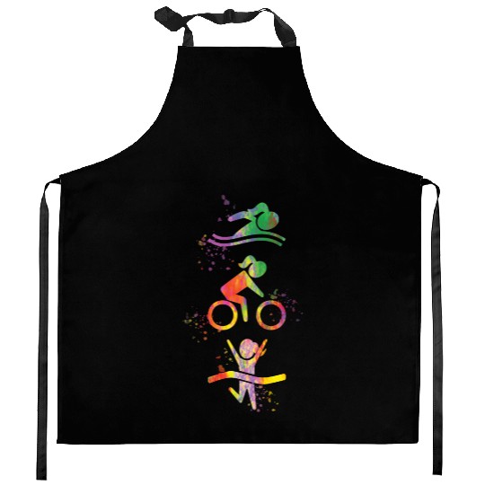 Watercolor Womens Triathlon Kitchen Aprons