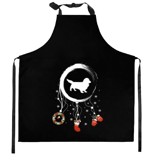 dog dreamcatcher Christmas Long haired Dachshund Kitchen Aprons