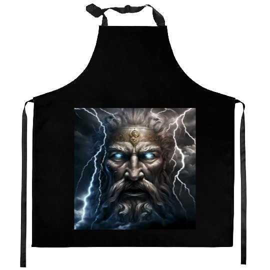 Portrait of Zeus Kitchen Aprons