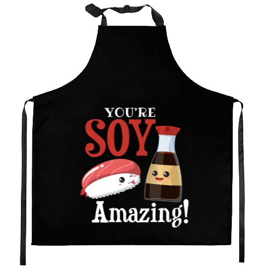 Funny sushi japan soy sauce motif Kitchen Aprons