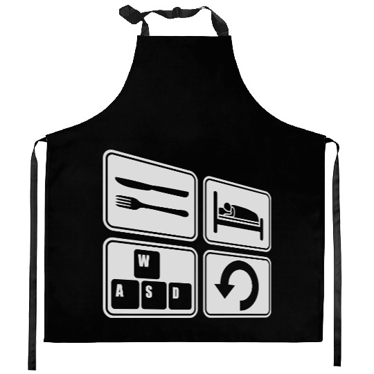 computer gaming daily repeat Kitchen Aprons