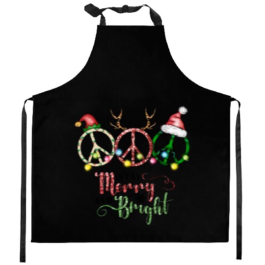 Xmas Christmas Stay Merry and Bright Kitchen Aprons
