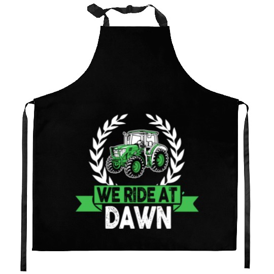 We Ride At Dawn Dad Lawn Mower Make Laugh Day Yard Kitchen Aprons