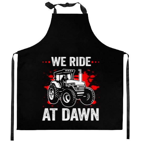 We Ride At Dawn Dad Lawn Mower Make Laugh Day Yard Kitchen Aprons
