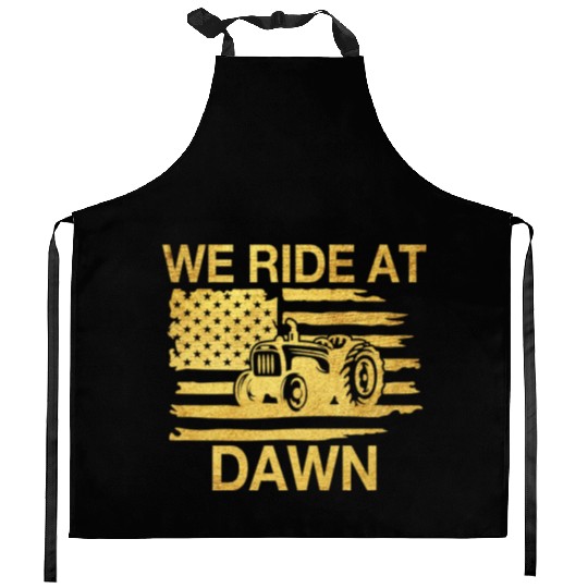 We Ride At Dawn Dad Lawn Mower Make Laugh Day Yard Kitchen Aprons