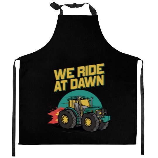 We Ride At Dawn Dad Lawn Mower Make Laugh Day Yard Kitchen Aprons