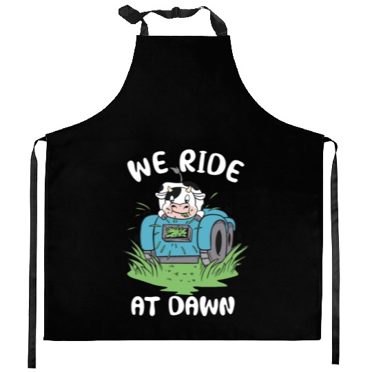 We Ride At Dawn Dad Lawn Mower Make Laugh Day Yard Kitchen Aprons
