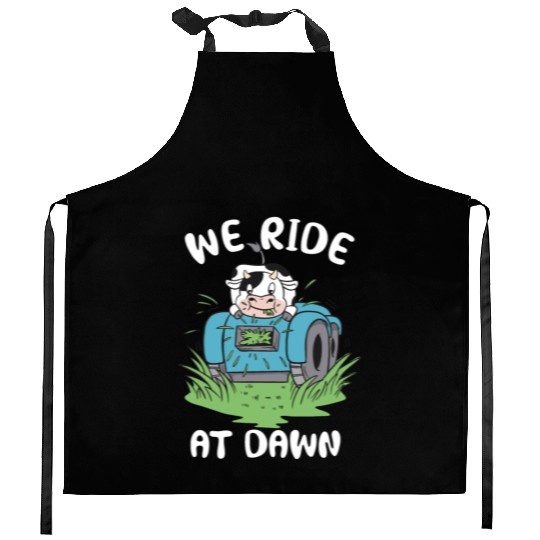 We Ride At Dawn Dad Lawn Mower Make Laugh Day Yard Kitchen Aprons