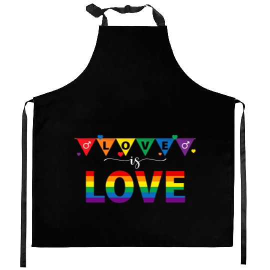 Love is Love Womens Mens Love is Love LGBT V-day Kitchen Aprons