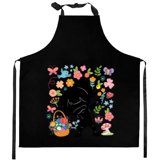 Silhouette Dabbing Girl Hippie Bouquet Spring Kitchen Aprons