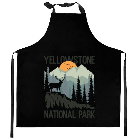 YStone National Park Mountains Wilderness Kitchen Aprons