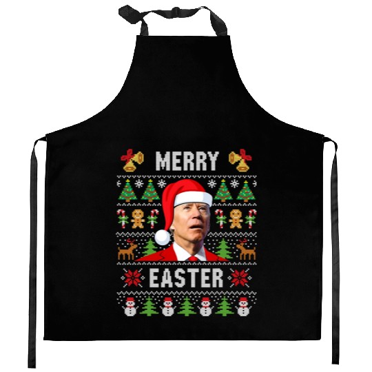Funny Joe Biden Happy Easter Ugly Christmas Kitchen Aprons