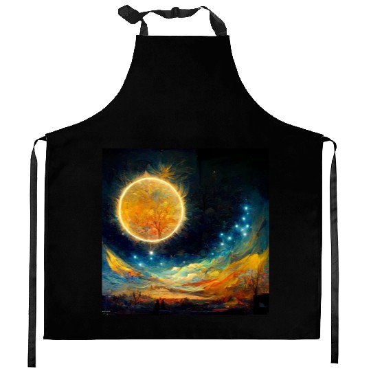 Full moon and Sun Kitchen Aprons