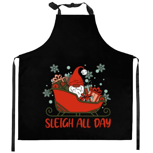 Xmas Christmas Sleigh All Day Gnome Kitchen Aprons