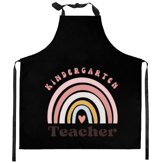 Cute "Kindergarten Teacher" Rainbow Boho Kitchen Aprons