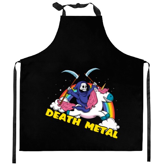 Skeleton Unicorn Rainbow Metal Music Lover Kitchen Aprons