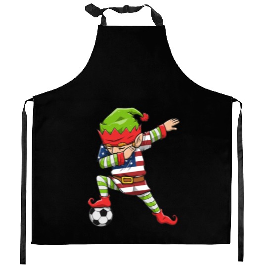 Soccer Boy Dabbing Elf Squad Christmas Jersey Kitchen Aprons