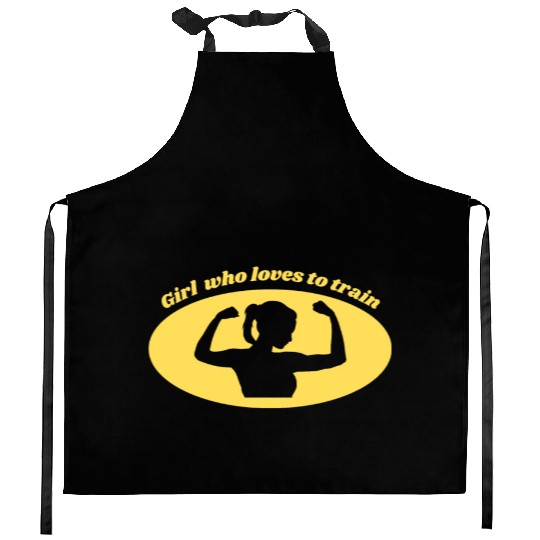 GYM Girl who loves to train Kitchen Aprons