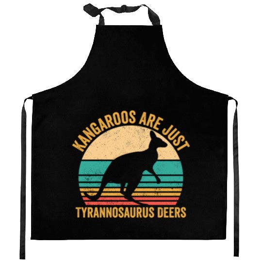 Funny Kangaroo Are Just Tyrannosaurus Deers Retro Kitchen Aprons