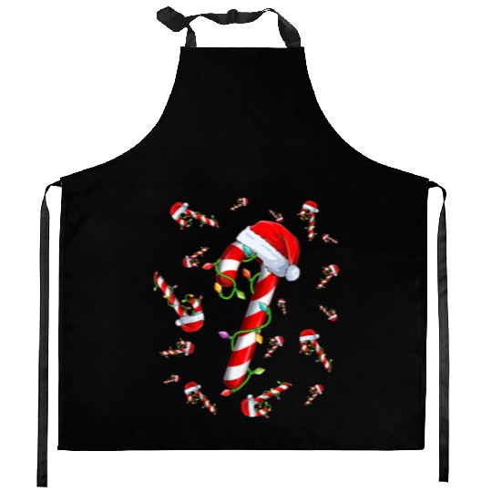 Candy Cane Merry and Bright Red and White Candy Kitchen Aprons