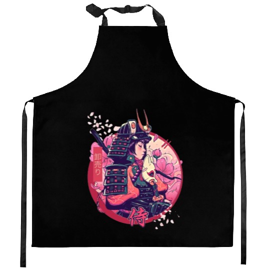 anime samurai Kitchen Aprons