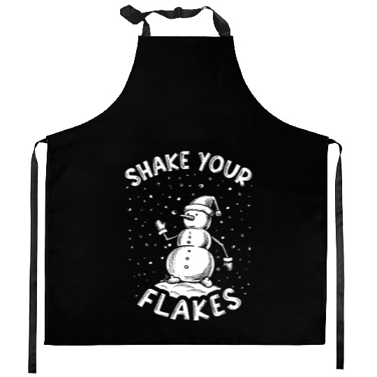 Shake your Flakes Funny Snowman Winter Vintage Kitchen Aprons