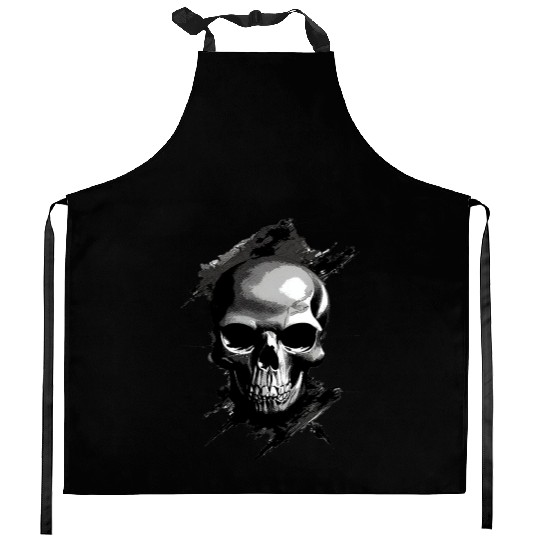 Silver Skull Kitchen Aprons