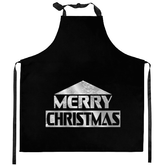 Merry christmas silver Kitchen Aprons