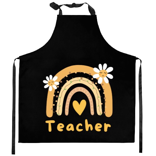Cute Yellow Floral Teacher Kitchen Aprons