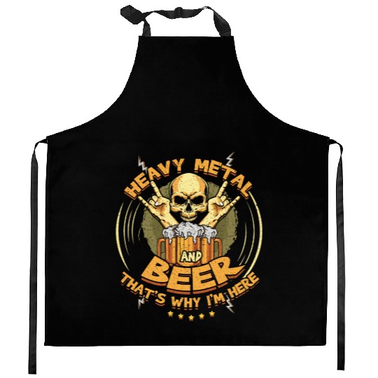 Metal And Beer Metal Music Heavy Rock Skeleton Kitchen Aprons